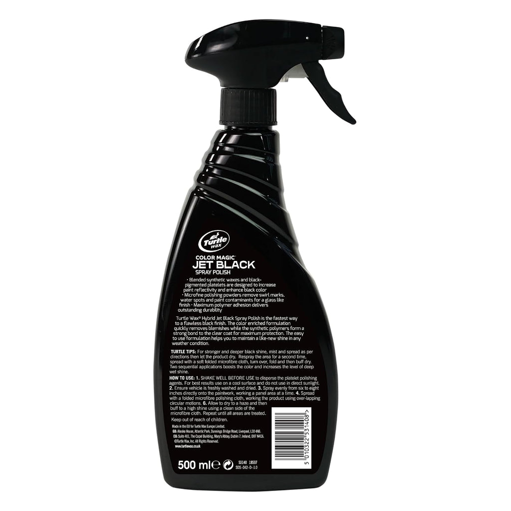 Turtle Wax 53140 Jet Black Car Spray Polish Paintwork Protect & Restore 500ml
