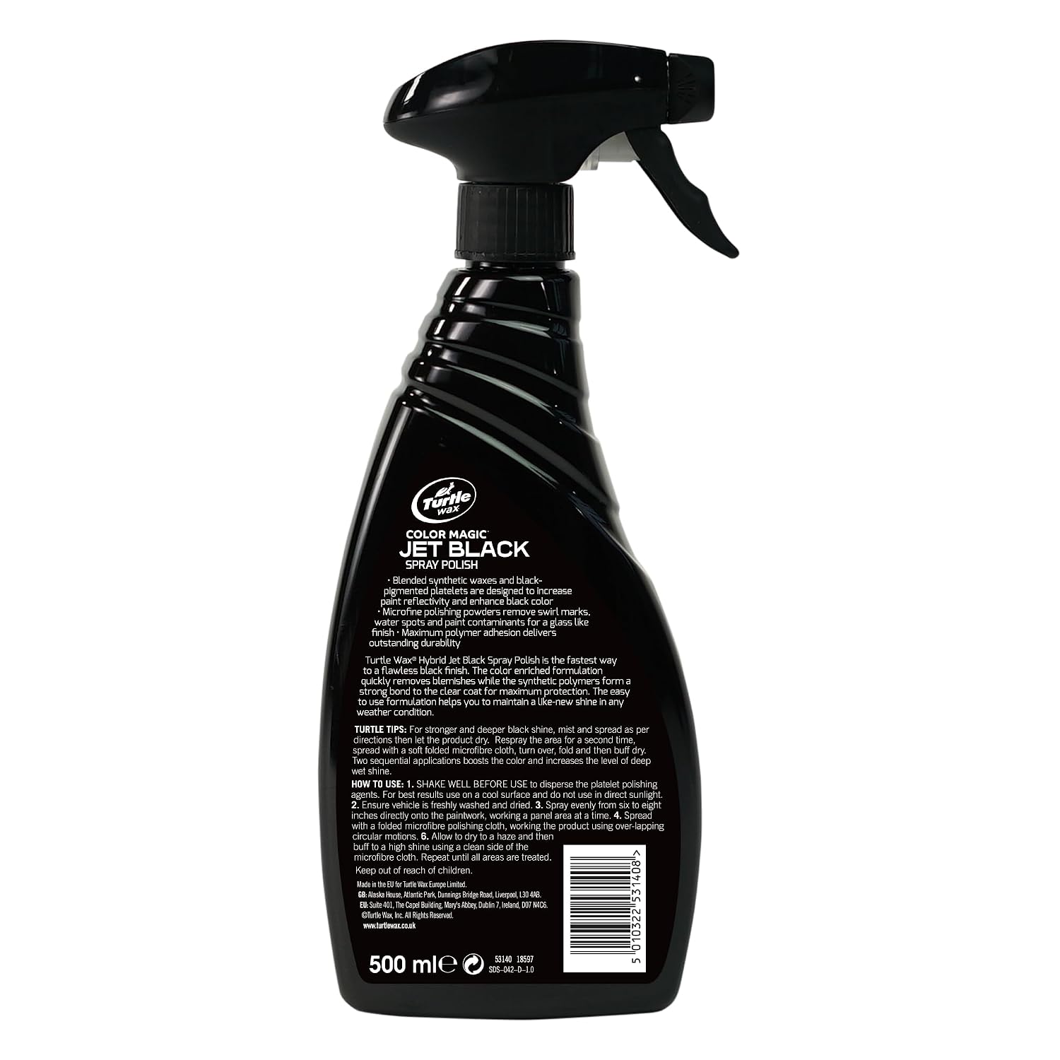 Turtle Wax 53140 Jet Black Car Spray Polish Paintwork Protect & Restore 500ml