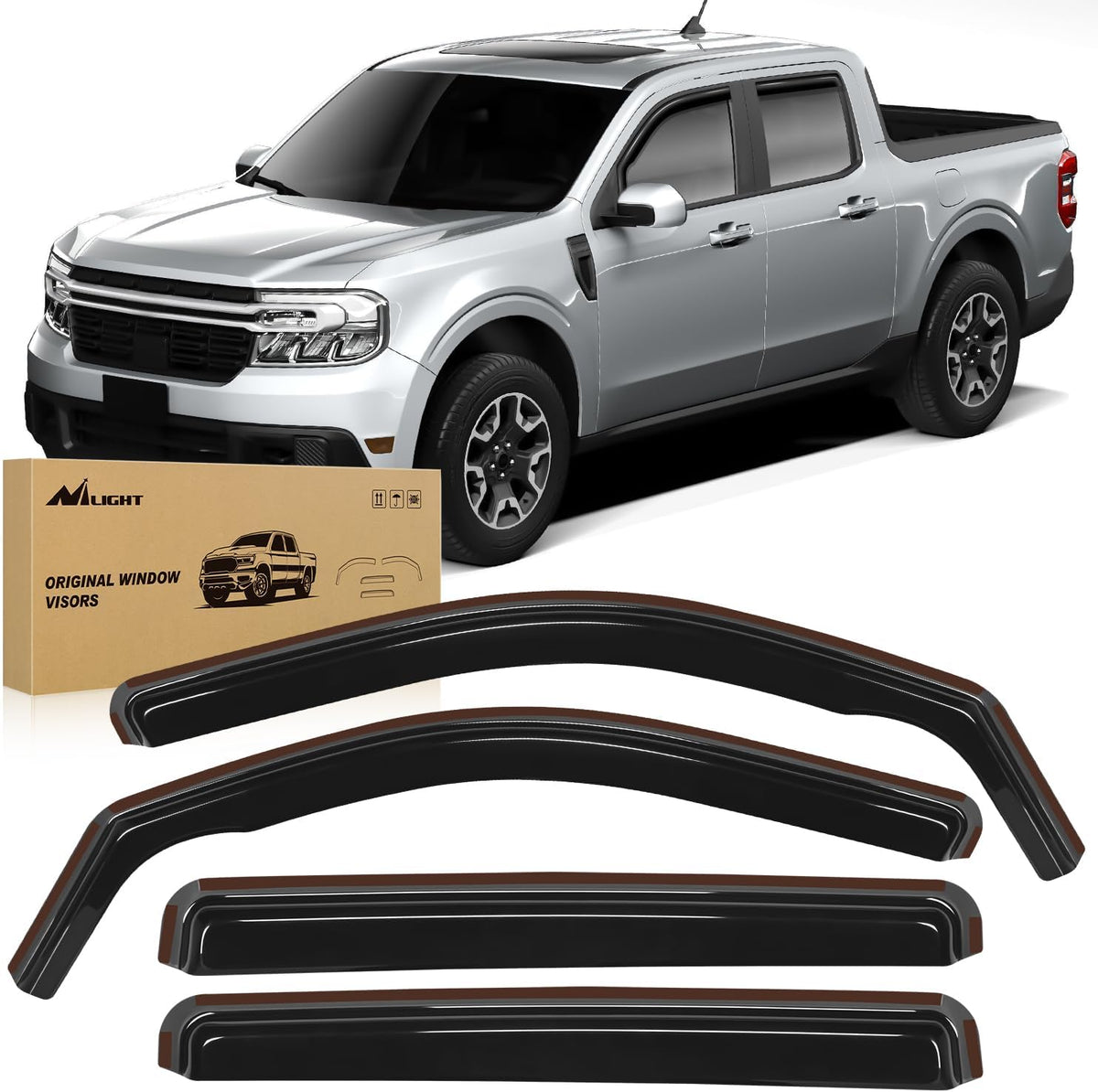 Nilight Window Rain Guards for Ford Maverick 2022 2023 2024 XL XLT Lariat