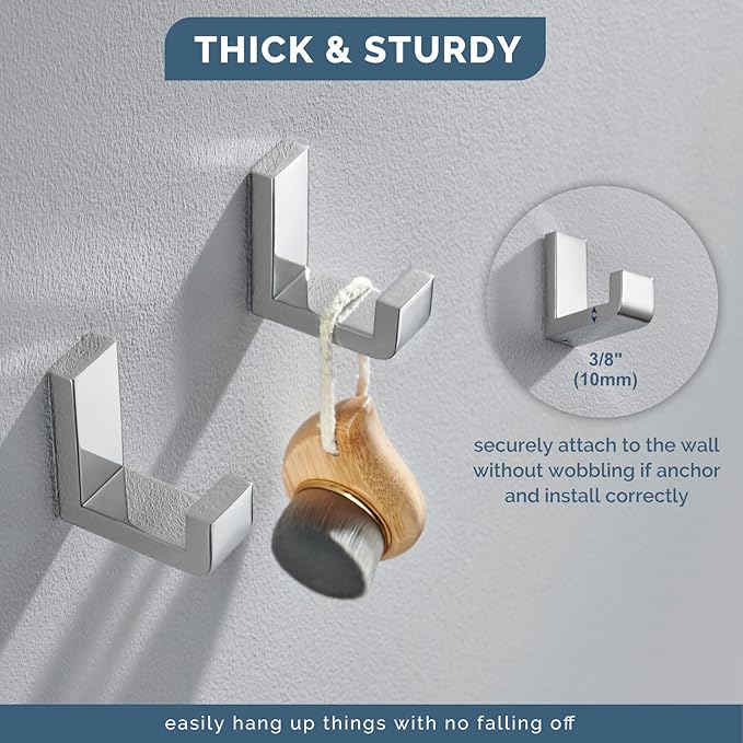 Angle Simple Towel Hooks, SUS 304 Stainless Steel Robe Coat Hooks - Image 7