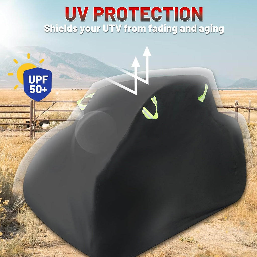 StarknightMT UTV Cover 2-3 Seater Upgraded, Heavy Duty Storage Cover Compatible with Polaris Ranger RZR General Talon Zforce Uforce 1000 Defender with Reflective Strips, 130" x 58" x 70"
