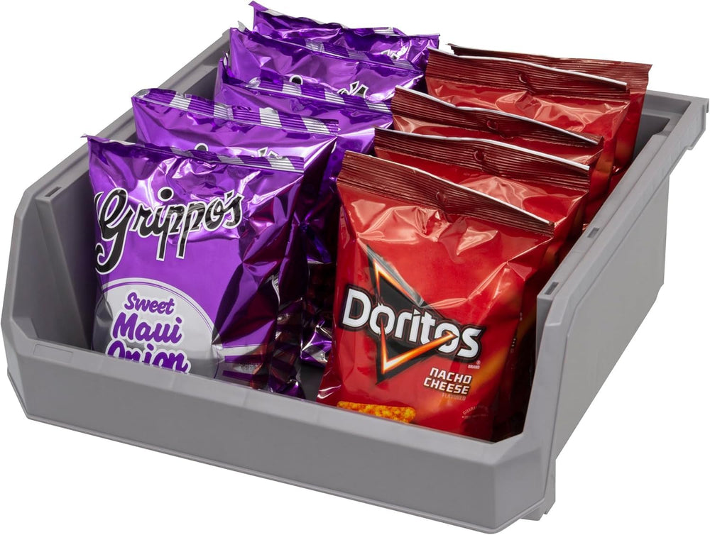 Extra Large Stackable Plastic Storage Bins, 4-Pack, Grey