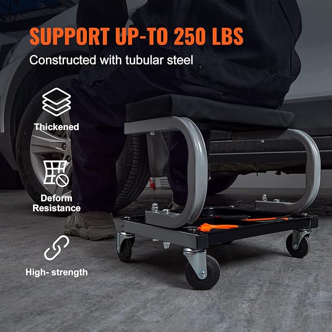 VEVOR Rolling Creeper Garage/Shop Seat, 250 LBS Capacity Padded Rolling - Image 4