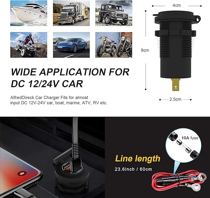 2 Pack 12V USB Outlet - 90W Dual Ports QC4.0 PD & Quick Charge3.0 Car Charger - Image 7