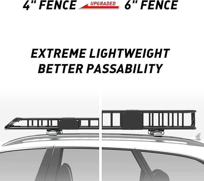 Wildroad Roof Rack Cargo Basket, Upgraded 4” Fence Wide Car Roof Basket Combo - Image 7