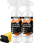 Bug, Sap & Tar Remover for Cars - Powerful Stain Dissolving Spray, UV Protection, Car Bug Remover,Tree Sap Remover,Bug Cleaner for Exterior Paint Glass Chrome,with Microfiber Towel 2 Pack-16.9 Fl Oz