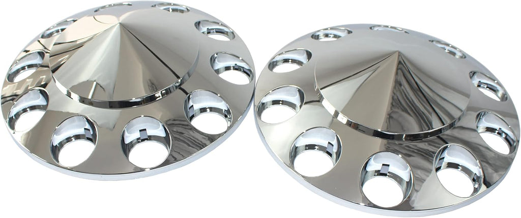 Chrome ABS Plastic Front Hub Caps Wheel Axle Covers with 33 mm Screw on Lug Nut Covers for Semi Trucks 1 Pair (Spiked)