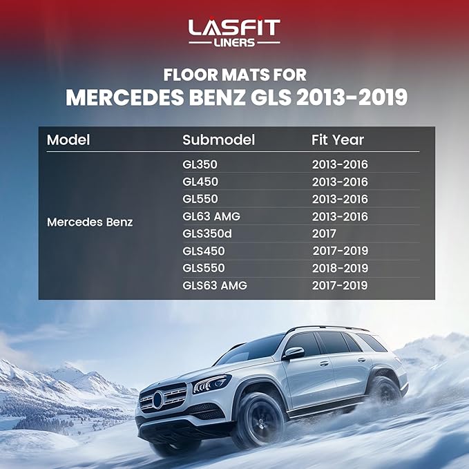 LASFIT Floor Mats Fit for Mercedes Benz GLS 2017-2019 350d / 450/550 / 63 AMG - Image 3