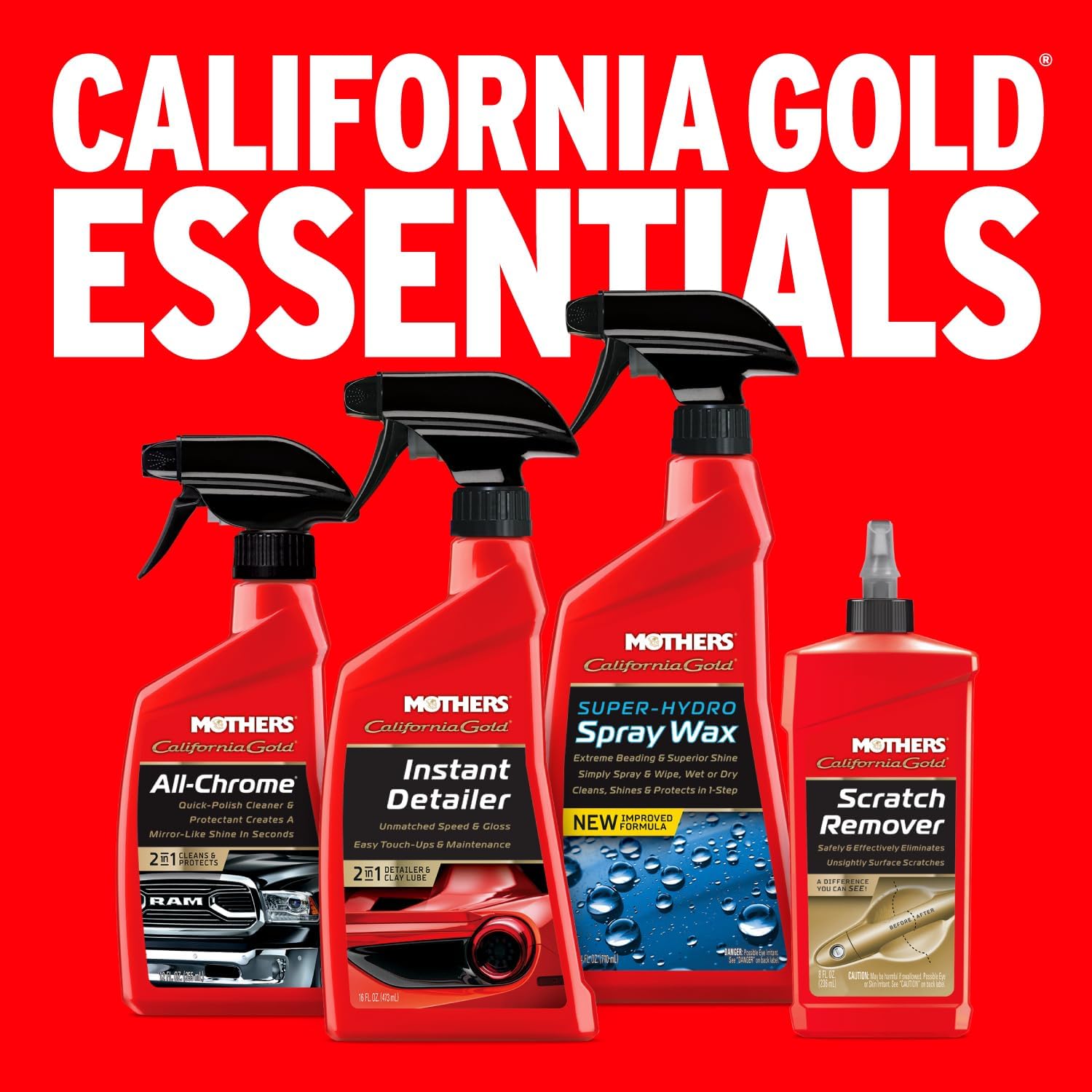 Mothers California Gold Instant Detailer, 16 oz. (08216) | Removes Smudges, Dust & Fingerprints, Boosts Gloss & Slickness, Lubrication for Clay Bars, Quick Touch-ups & Maintenance