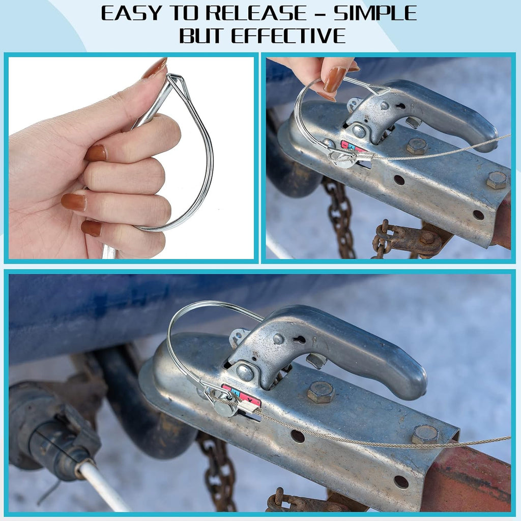 Umigy 10 Pcs Trailer Coupler Pin with Steel Quick Release Ring, 2-3/4" x 1/4" (L x W) Shaft Locking Coupler Pin for Farm Trailers Wagons Towing, Lawn, and Hitches, Prevents Loss(Silver)