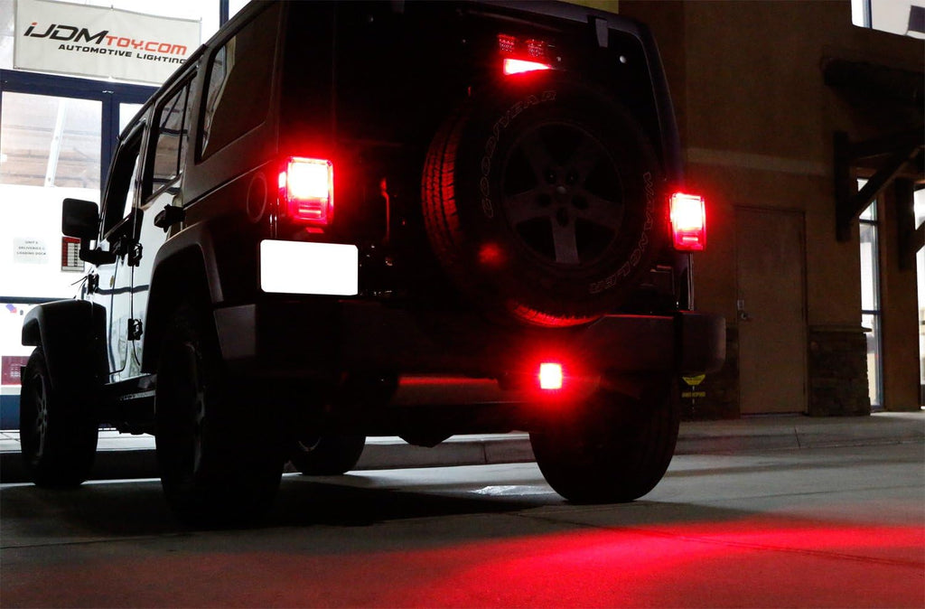 iJDMTOY 35-035-Smoked Dark Smoke Lens Tail/Brake Light Compatible With Truck SUV Trailer Class 3/4/5 2-Inch Towing Hitch Receiver, Powered by 15 Super Bright Red LED Bulbs