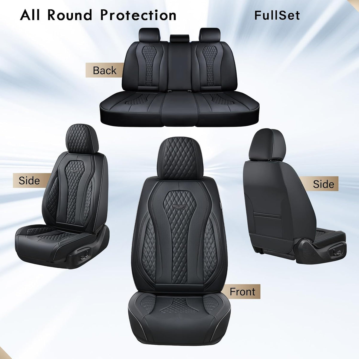 coverado seat covers, car seat covers full set, front angle view
