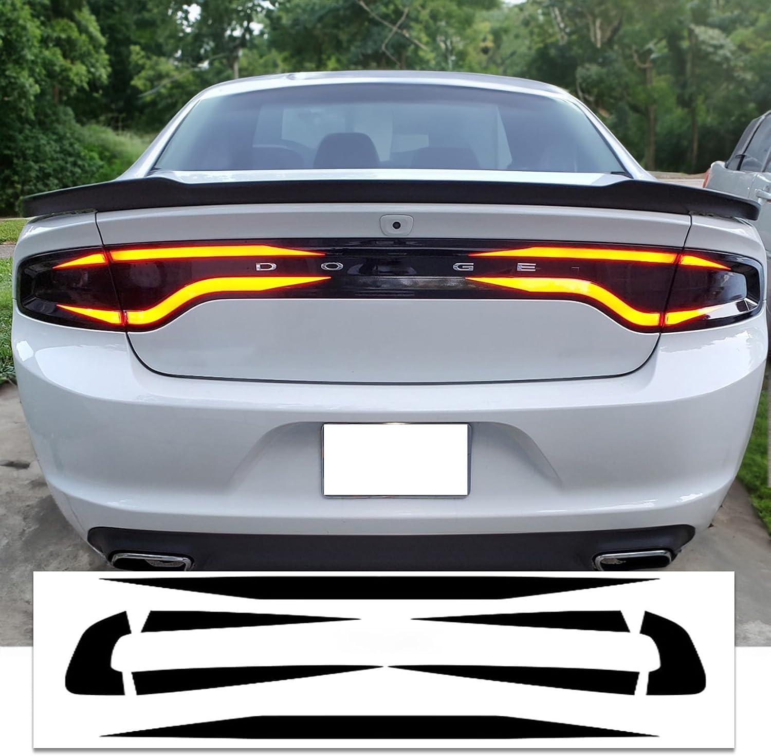 2pcs for Dodge Charger 2015-2023 Tail Light Race Track Bat Vinyl Overlay Decal Cover Gloss Black, for Dodge Charger Exterior Accessories, Compatible with 2015 2016 2017 2018 2019 2020 2021 2022 2023