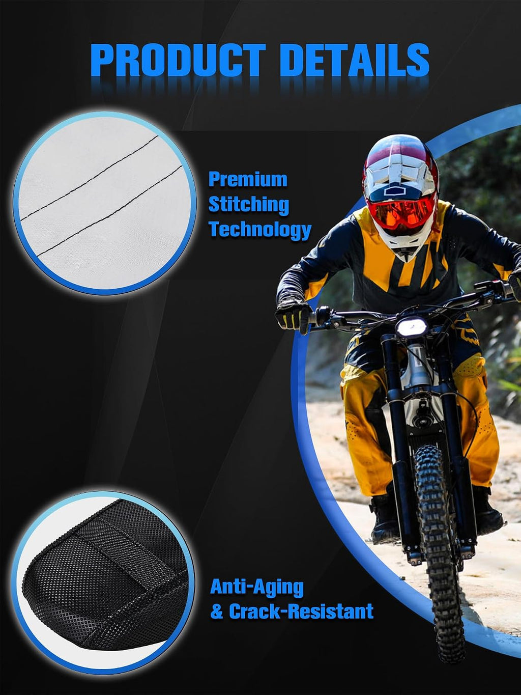 Seat Cover for Surron LBX Sur Ron, Non-Slip Rubber Electric Dirt Bike Soft Seat Cover Black Particle Anti Slip Surface