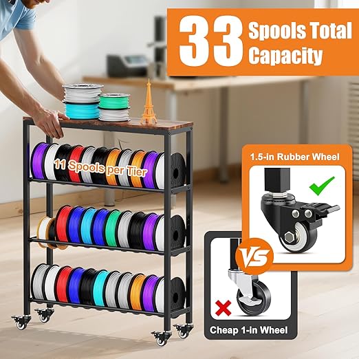 3D Printer Filament Rack Shelf, 4-Tier Filament Storage Cart - Image 2