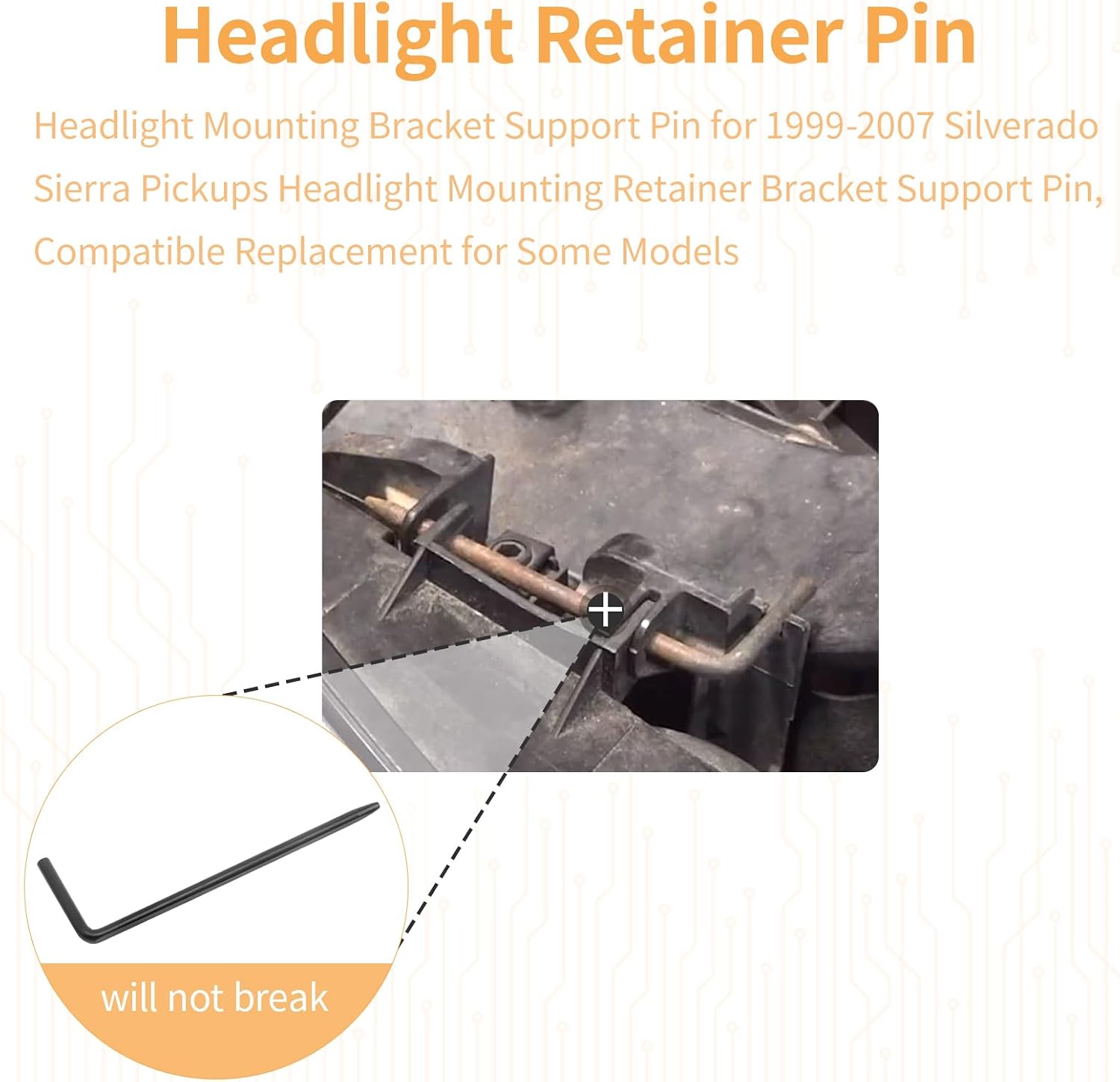 42442 Headlight Retaining Pin for Duramax Silverado Tahoe | Headlight Bulb Retainer Compatible with Duramax Trucks, Silverado, Tahoe and Other Cars - Headlight Retaining Clip, 1 Piece