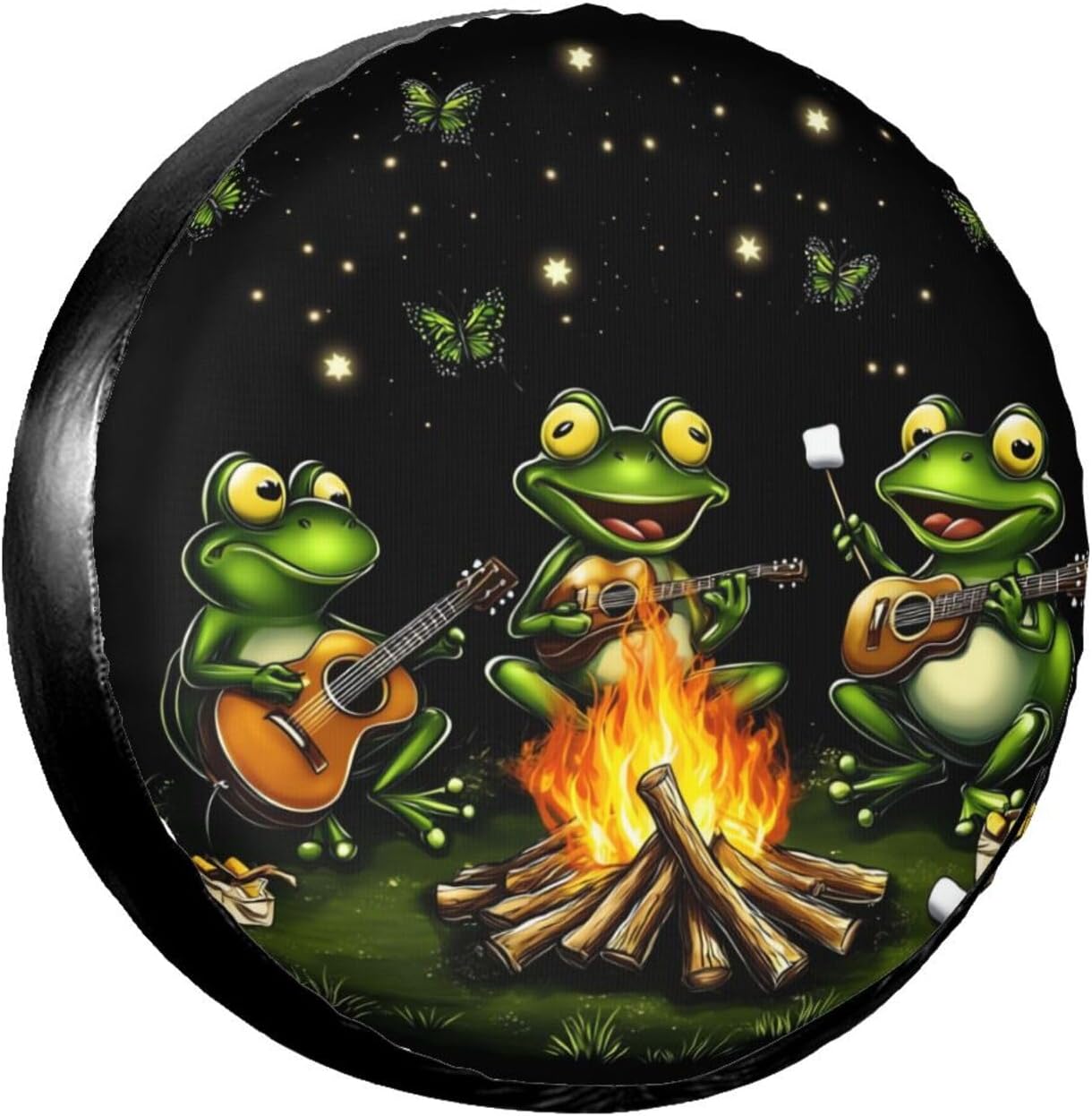 Campfire Frogs Universal Spare Tire Cover,15 inch,Waterproof Polyester Wheel Protector Funny Tire Covers for Rv Suvs Trucks Travel Trailers Outdoor,Fade Resistant,Easy Install