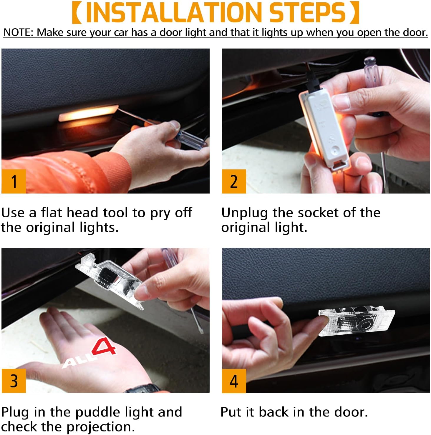 2Pcs Car Door Lights Projector for Clubman/Countryman/Paceman/Sports/Cooper R55 R56 R57 R58 R59 R60 R61 F55 F56 F57 Car Accessories - Ghost Shadow Welcome LED Puddle Lights