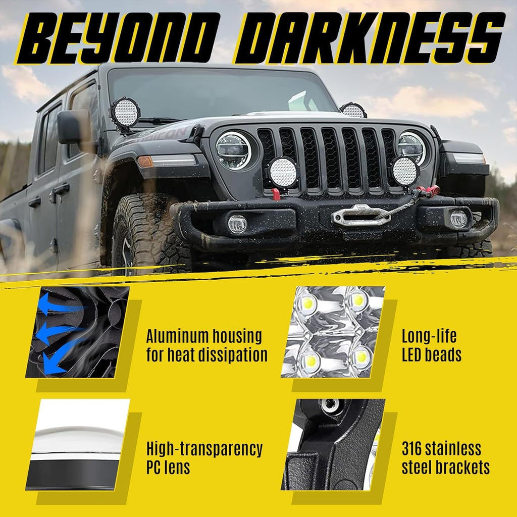 7 inch round led off road lights, 210w, front angle view