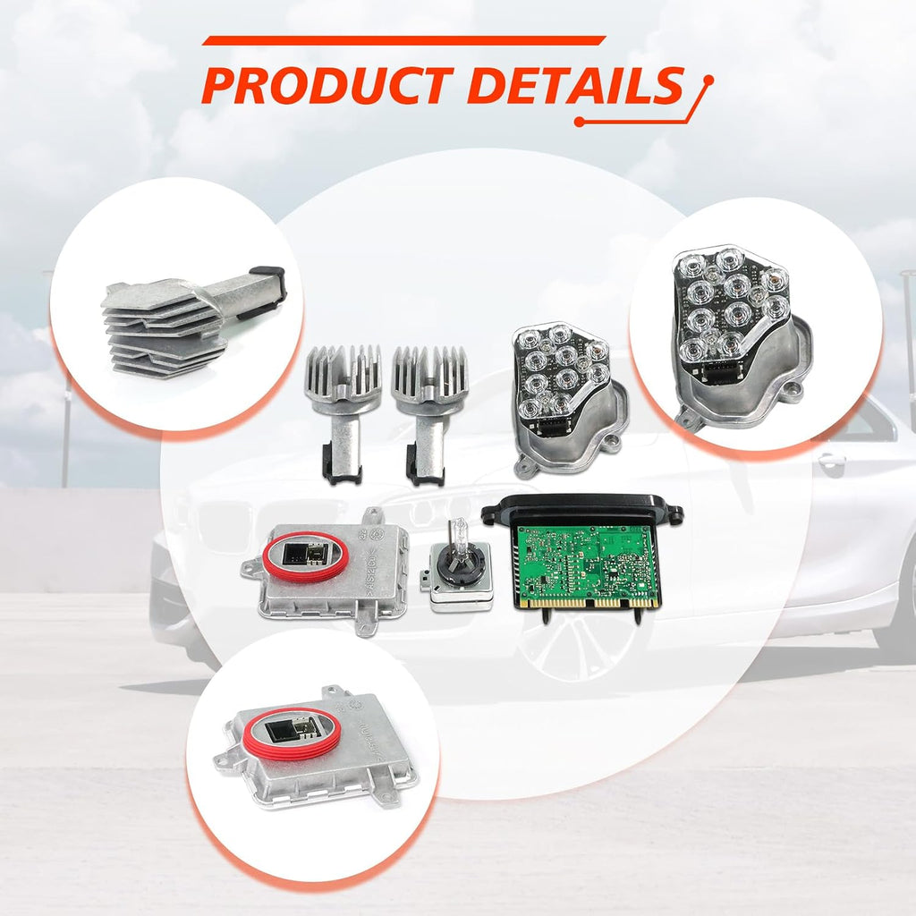 Left Xenon Ballast Bulb LED Module Diode Kit, Compatible with B-M-W 5 Series M5 528i 535i 550i xDrive 2011-2013 2.0L 3.0L, Xenon Ballast Control Module Replaces 63117237647 63117316217 63117271901