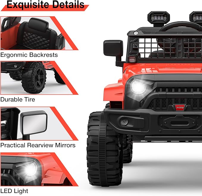 12V Kids Electric Ride On Truck Car w/Parent Remote Control, Spring Suspension - Image 2