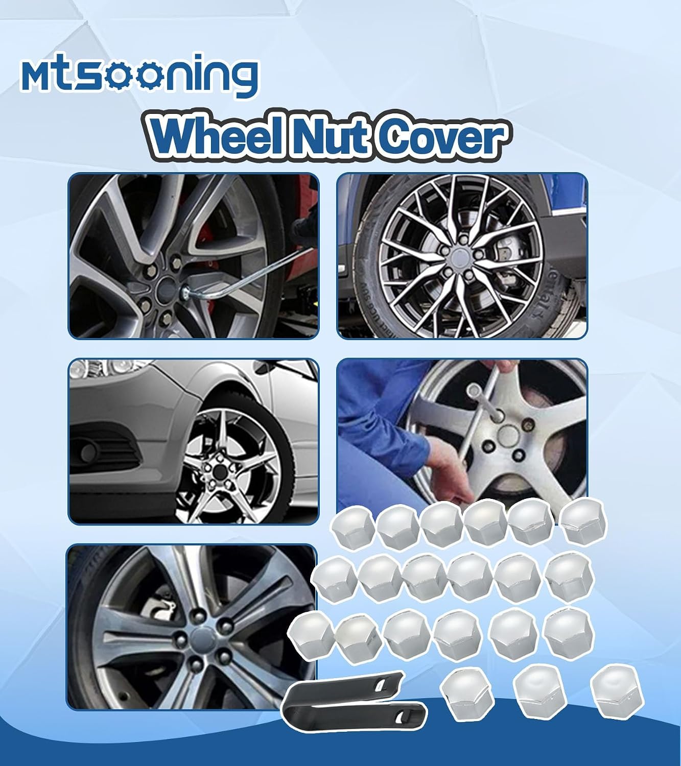 20pcs Silver Wheel Lug Nut Covers for Volvo S90 xc90 v90cc 2017 2018 2019+, Tire Hub Screw Protector Caps Anti Rust Auto Exterior Trim Accessories ABS Plastic,Silver 19mm