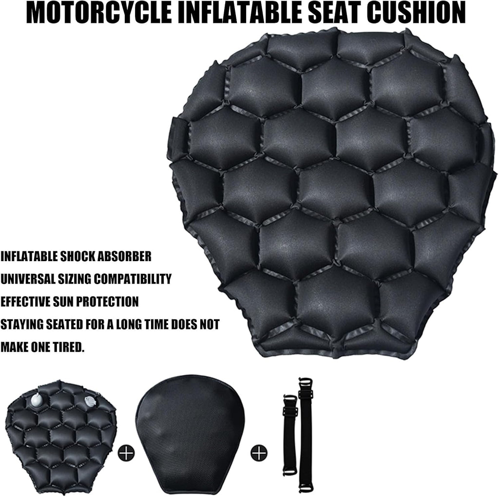 Motorcycle Air Cushions Seat Pad with TPU and Fabric Inflatable Seat Cover for Shock Absorption & Cooling Comfort