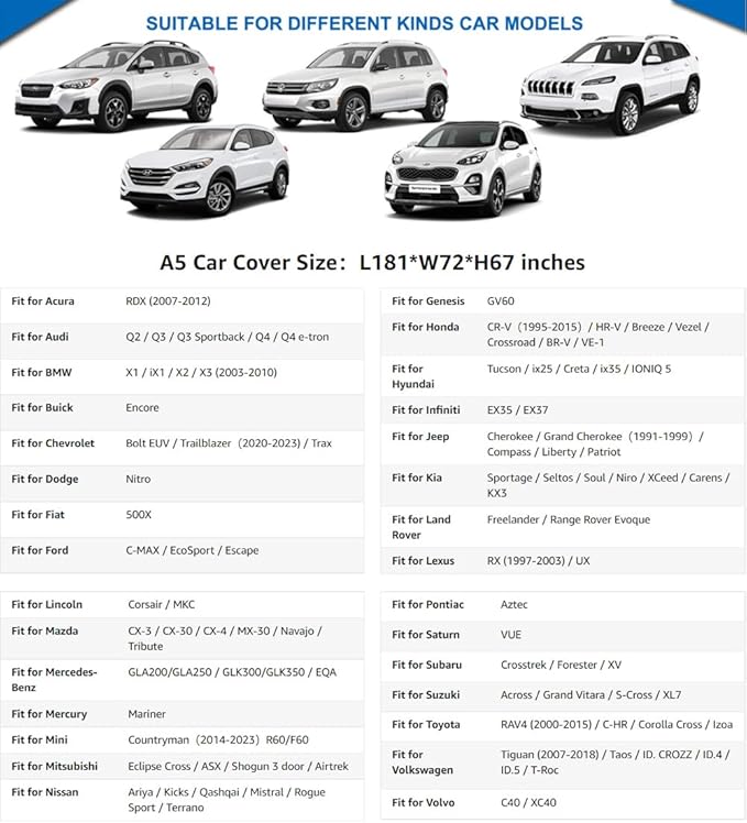 KouKou 6 Layers SUV Car Cover Waterproof All Weather, Outdoor Rain UV Dust