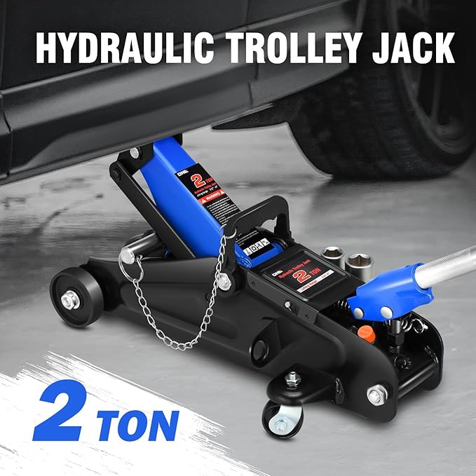 DNA MOTORING Floor Jack with Socket and Lock, Low Profile Hydraulic Trolley Jack