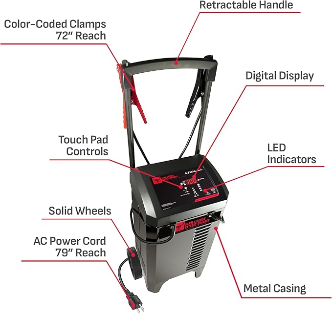 Schumacher Electric Farm and Ranch Wheeled 6A Charger and 250A Engine Starter - Image 6