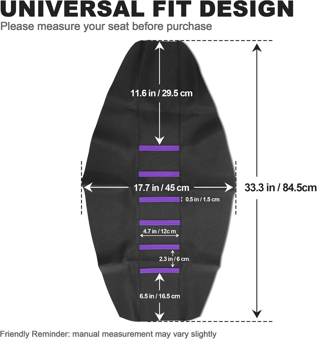 Gripper Dirt Bike Seat Cover Non-Slip Rubber Motocross Seat Cover, Compatible with CRF110F CRF125F YZF WRF KLX110 RMZ SXF EXC Pit Bike Motorcycle (Universal Cut-to-Fit,Purple)