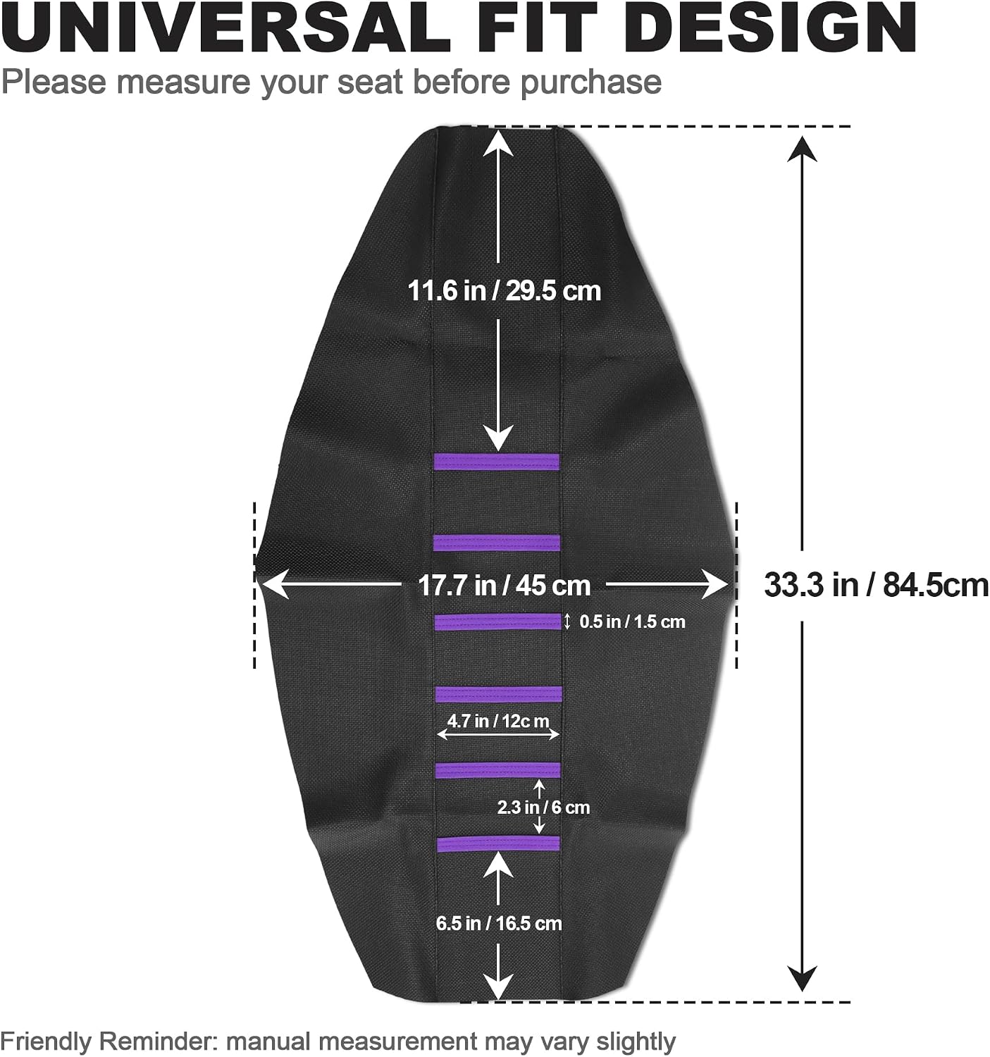 Gripper Dirt Bike Seat Cover Non-Slip Rubber Motocross Seat Cover, Compatible with CRF110F CRF125F YZF WRF KLX110 RMZ SXF EXC Pit Bike Motorcycle (Universal Cut-to-Fit,Purple)