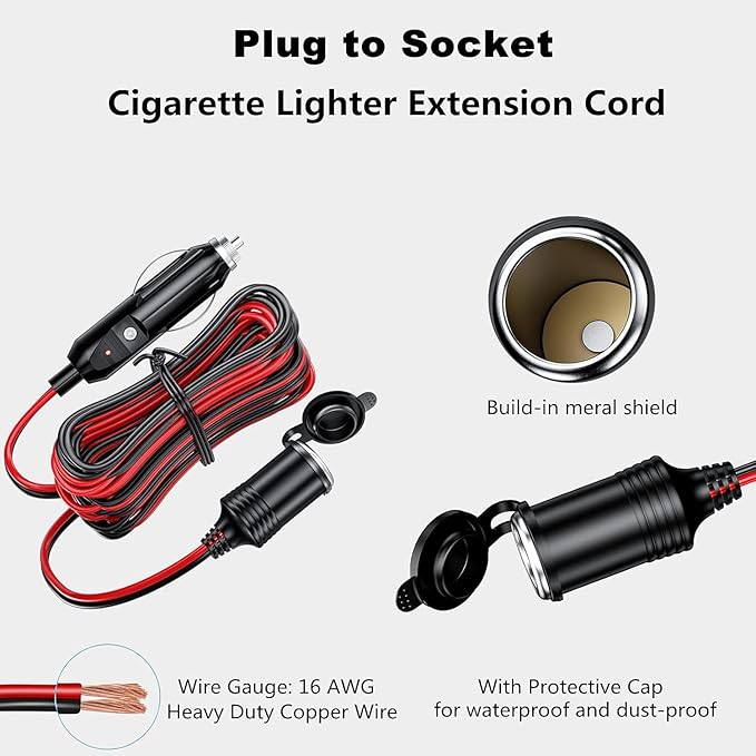 KEWIG 12/24V Car Cigarette Lighter Extension Cord - Image 4