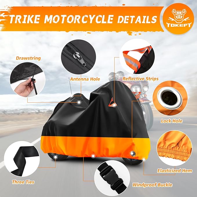 Trike Motorcycle Cover, Outdoor Waterproof Vehicle Cover - Image 3