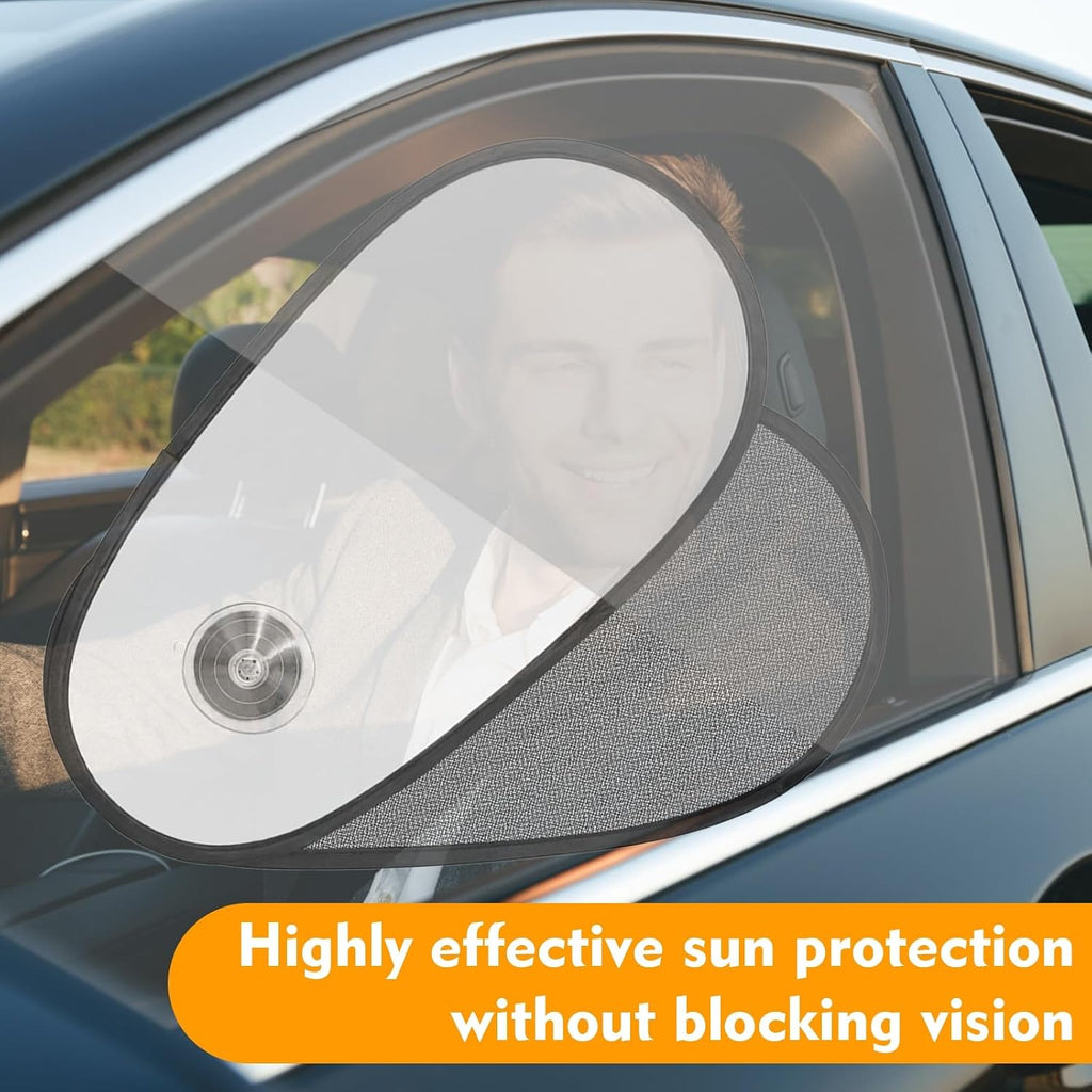 2 Pack Silver Coated Car Window Shades for Baby - Rotatable Sun Visor for Side Windows, UV Reflective Mesh Sun Blocker, Fits Front & Rear Windows, with Suction Cups