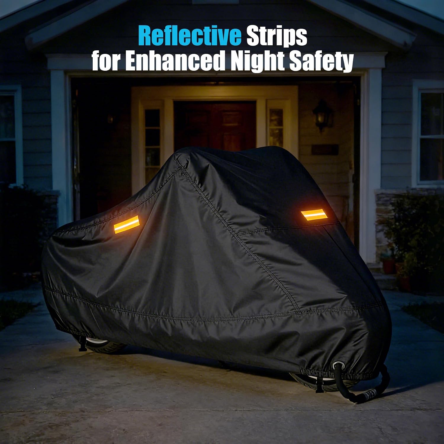 300D Motorcycle Cover Waterproof Outdoor, 96.5 inch Fits for Harley Davidson Sportster Iron 883/1200, Forty-Eight, Nightster, Nightster Special, Street 500/750, Honda Rebel 300/500/1100, Black