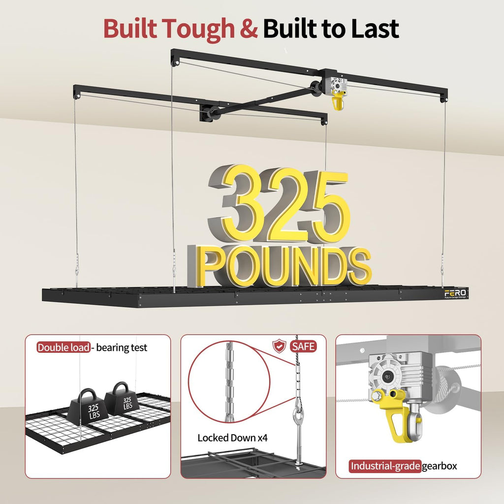 garage ceiling storage racks – 4x8 ft overhead shown in use