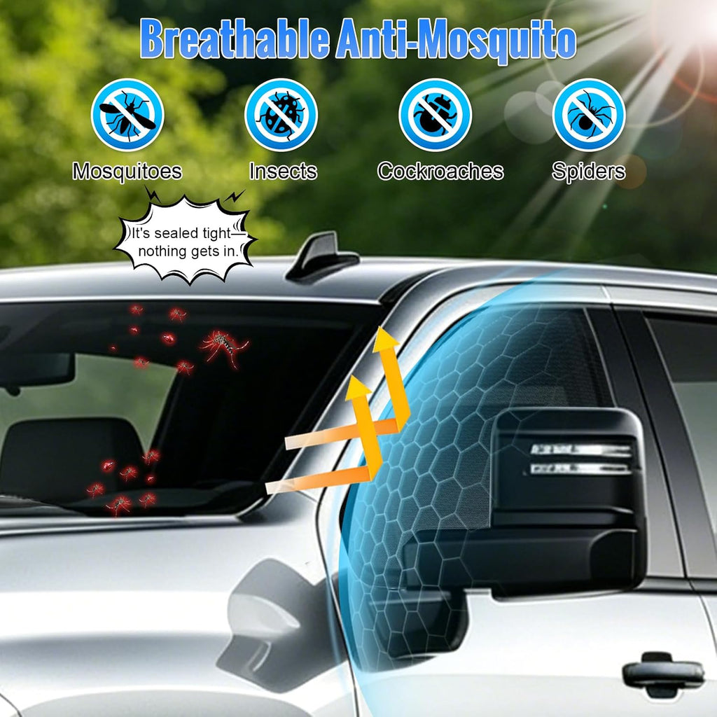 Side Window Screen Shades Compatible with Chevy Silverado 2020-2026, 2-in-1 Car Window Mosquito Net & Sun Shades Cover, Breathable Mesh Shade Bug Mosquito Privacy Protector for Camping