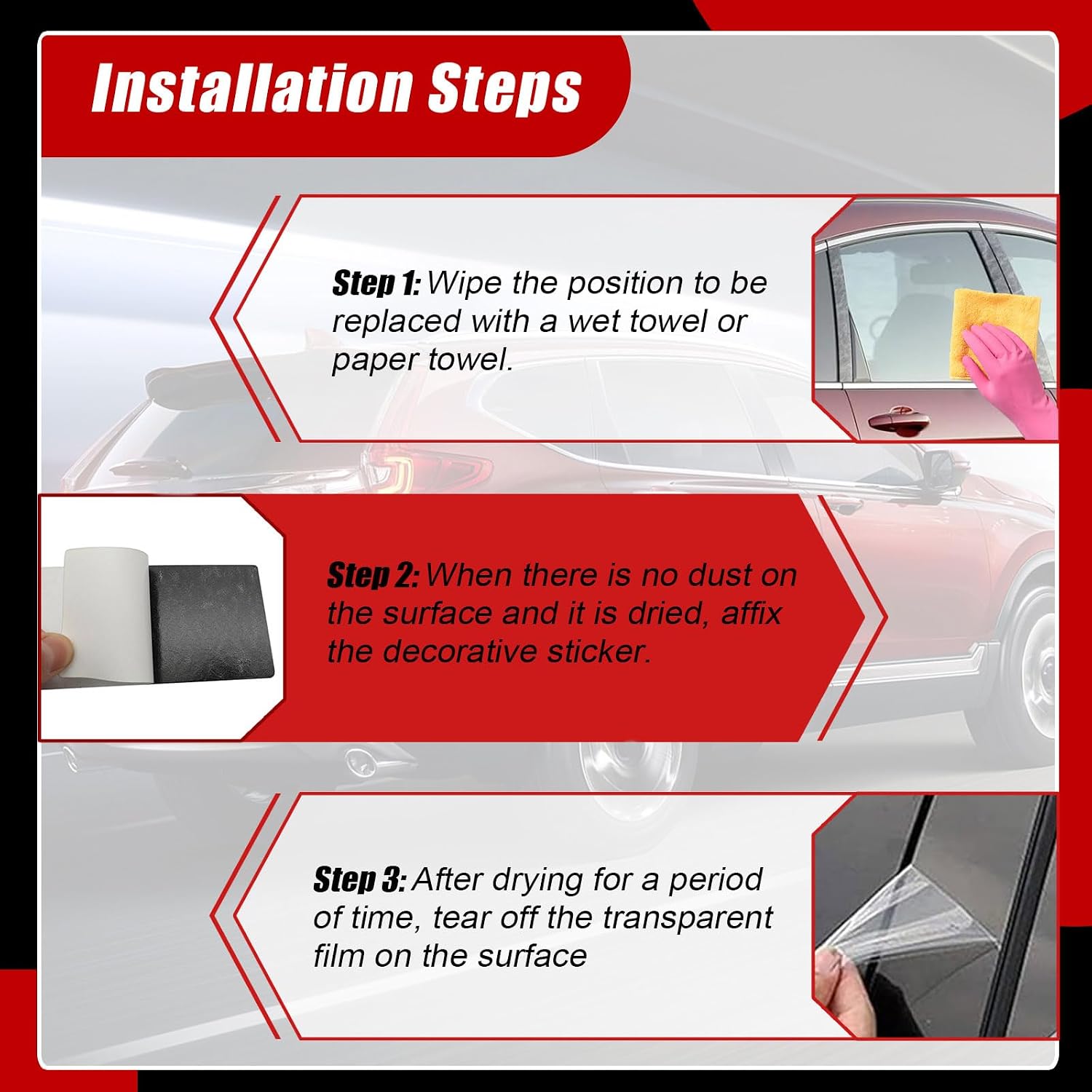 SecosAutoparts 6Pcs Exterior Window Pillar Posts Cover Trim Black, Compatible with Honda CRV 2007-2011, Door Side Window Pillar Molding