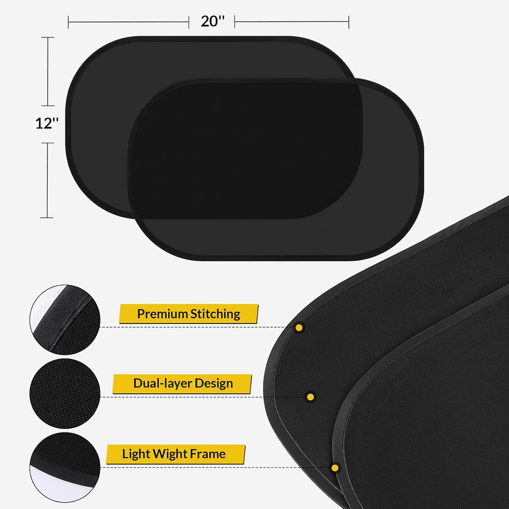 4 Pack Car Window Shade - 20″ × 12″ Car Side Window Covers for Baby, Cars Window Sun Shade, Glare Shield and UV Rays Protection for Your Child, Mesh Window Shades for Baby
