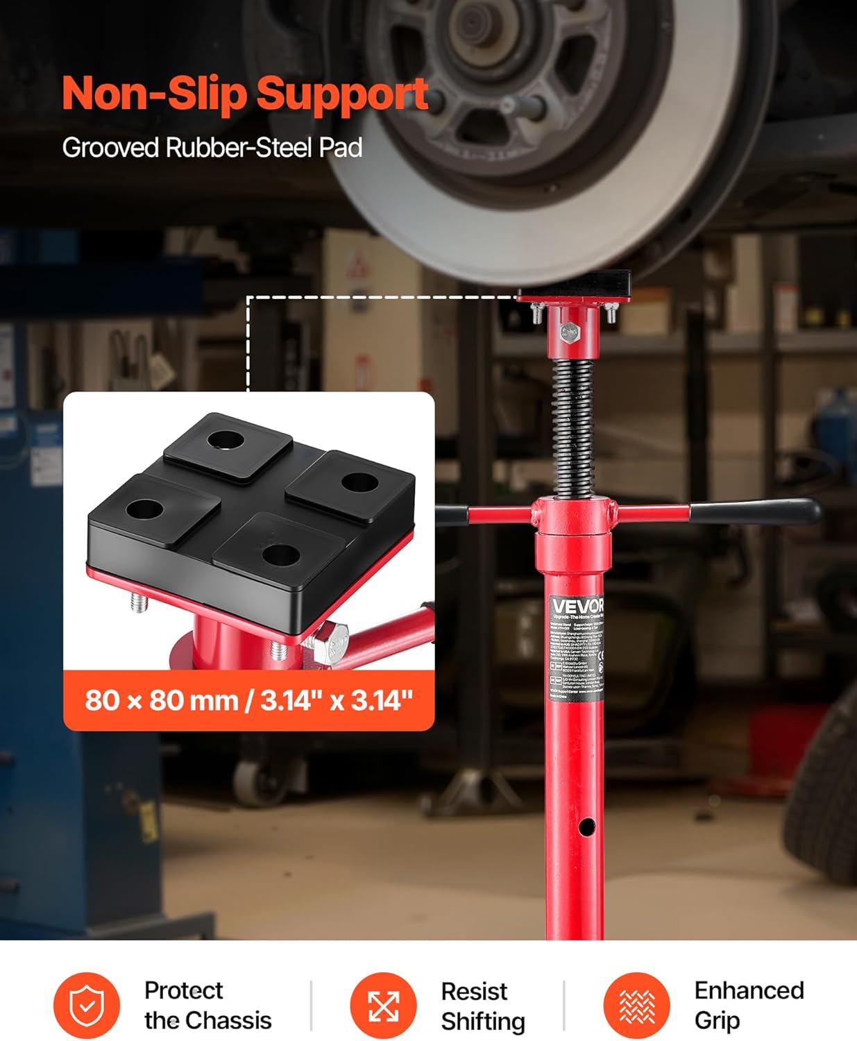 VEVOR Under Hoist Tripod Stand, 2 Ton (4409 lbs) Capacity High Lift Jack Stand Reach Underhoist Support, Lifting from 47.24" to 84.65", 4-Level Adjustable Height, Heavy Duty Carbon Steel for Car Lift