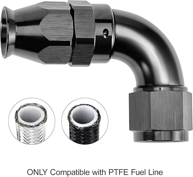 EVIL ENERGY 12AN 90 Degree PTFE One Piece Full Flow End Hose Fitting Aluminum