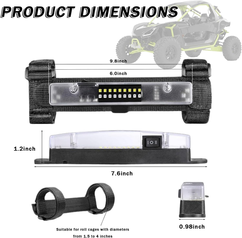 UTV Roll Bar Light for Honda Talon 1000 2022-2025, Waterproof Interior Dome Light for Roll Cage, Magnetic & Strap Mount LED Light Bar for Off Road Side by Side