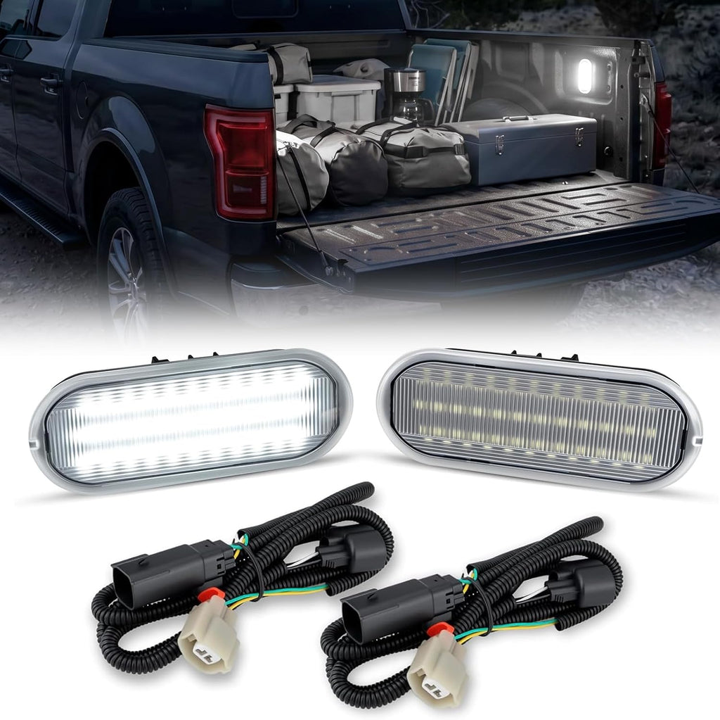 2PCS LED Truck Bed Lights With Wiring Harness, 40-SMD Truck Bed Cargo Lamp Compatible with Ford 2015-2024 F150, 2017-2024 F150 Raptor F250 F350 Super Duty, 6000K White