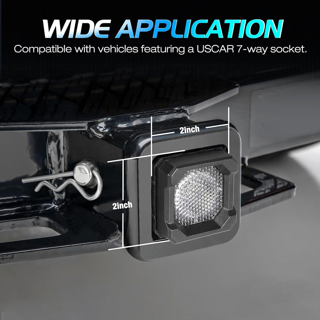 Flood Hitch Lights Kits, Niwaker LED Reverse Light for 2x2 Inch Trailer Hitch Receiver Backup Light Compatible with 7-WAY Socket Plug-n-Play Hitch Mount Reverse Light for Truck Pickup SUV Off Road