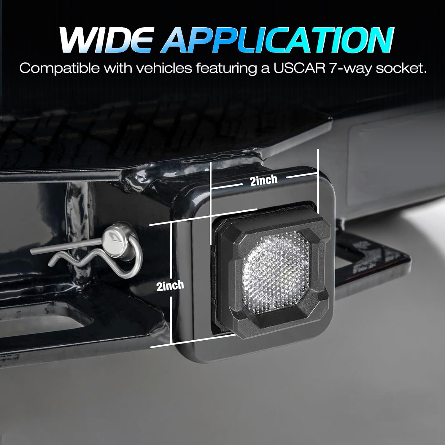 Flood Hitch Lights Kits, Niwaker LED Reverse Light for 2x2 Inch Trailer Hitch Receiver Backup Light Compatible with 7-WAY Socket Plug-n-Play Hitch Mount Reverse Light for Truck Pickup SUV Off Road