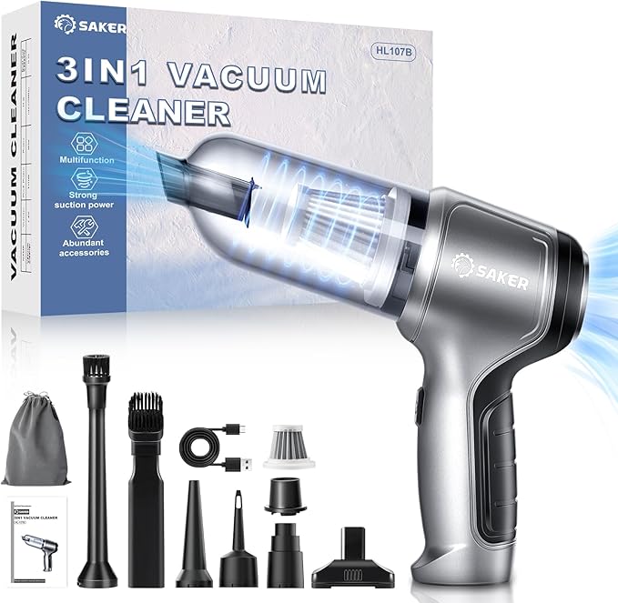 Saker Car Vacuum Portable Cordless 3 in 1 Handheld Car Vacuum 15000PA High Power by Saker