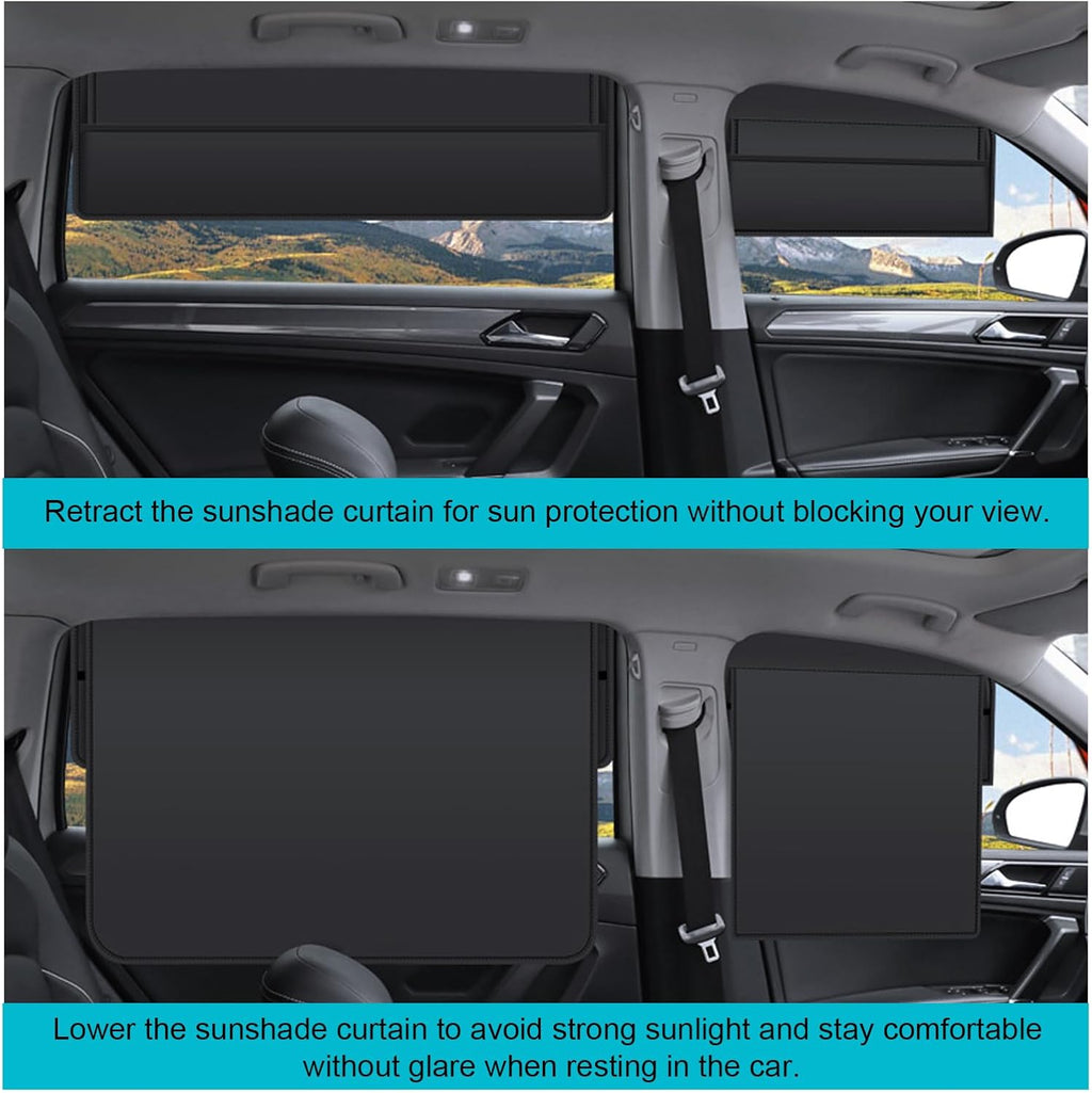 4 PCS Car Window Shades, Magnetic Privacy Sun Shade for Side Windows, Adjustable Blackout Car Window Covers, Universal for Most Vehicles (Black)