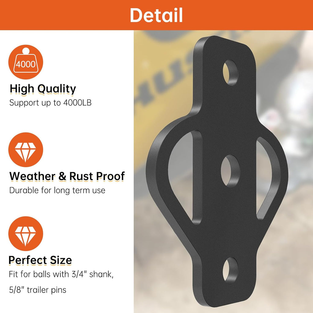 3-Way Trailer Hitch Adapter with Bolt for ATV Lawn Mower Golf Cart Yard Cart Garden Tractor Flat Towing Ball Mount