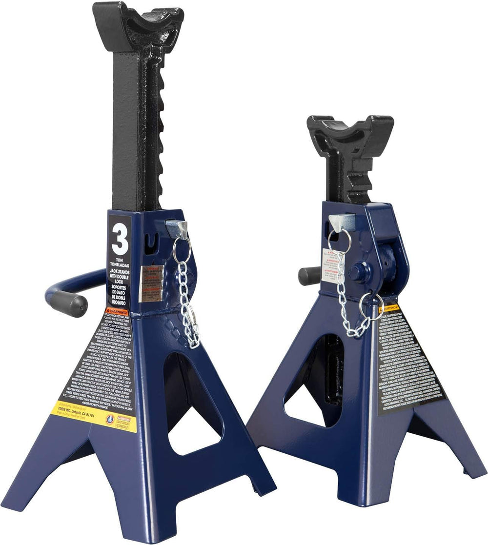 TCE 3 Ton (6,000 LBs) Capacity Double Locking Steel Jack Stands, 2 Pack, Blue...